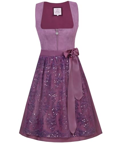 MarJo Dirndl Isa mit Spitzenschürze 698265 | Pflaume 65cm 46 von MarJo