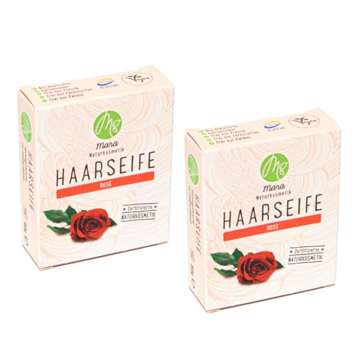 Mara Naturkosmetik - Feste Haarseife Rose – Pflegende Wellness Reinigung ohne Palmöl für Frauen und Männer – Naturseife - Nachhaltig, vegan, bio, umweltfreundlich, handgemacht und zertifiziert 2x90g Mara Naturkosmetik - Feste Haarseife Rose – Pflegende Wellness Reinigung ohne Palmöl für Frauen und Männer – Naturseife - Nachhaltig, vegan, bio, umweltfreundlich, handgemacht und zertifiziert 2x90g von Mara