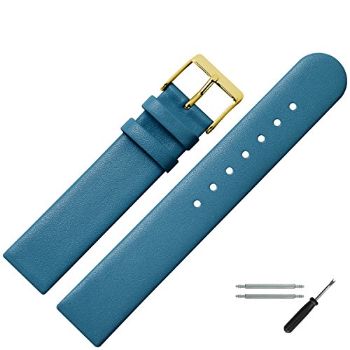 MARBURGER Uhrenarmband 20mm Leder Blau Gold - Montage Set 7612052000220 von MARBURGER