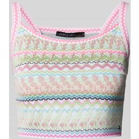 Marc Cain Cropped Stricktop mit Label-Applikation in Neon Gruen, Größe 44 von Marc Cain