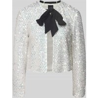 Marc Cain Regular Fit Blazer mit Pailletten und Schluppe in Offwhite, Größe 38 Marc Cain Regular Fit Blazer mit Pailletten und Schluppe in Offwhite, Größe 38 von Marc Cain