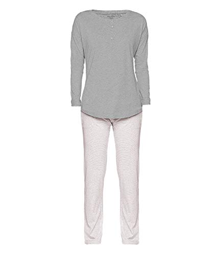 Marc O’Polo Body & Beach Damen W-LOUNGESET LS Henley Zweiteiliger Schlafanzug, Grau (Grau-Mel. 202), 42 (Herstellergröße: XL) von Marc O'Polo