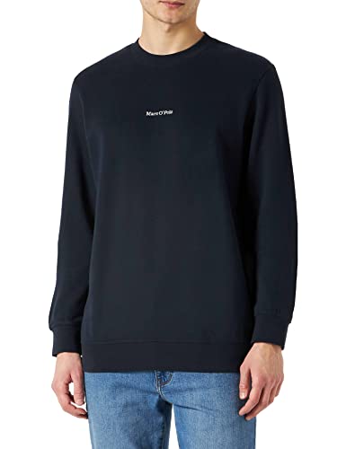 Marc O'Polo Men's 322407754444 Crewneck, Logo Embroidery at Chest, dark navy, L von Marc O'Polo