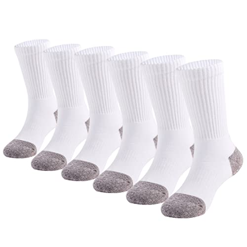 Marchare Jungen Socken Kinder gepolstert Crew Socken Mädchen dicke Baumwolle sportliche Socken weiß und grau 6 Pack 5-7 Jahre laufen von Marchare