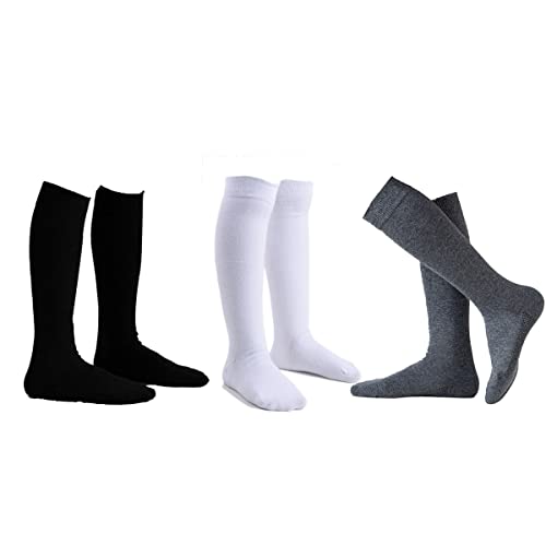 Marchare Mädchen Kniestrümpfe Kinder Jungen Schuluniform nahtlose Baumwollsocken 10-14 Jahre Strümpfe Weiß/Schwarz/Grau 3 Pack von Marchare