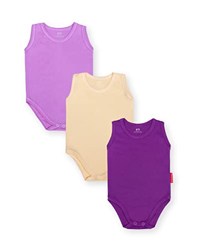 Generic Marcinkowski Babybodysuit Babybody Achselbody Body ohne Aufdruck für Mädchen für Jungen Unisex 100% Baumwolle 3er Pack babykleidung (134, Violett Ecru Lila) von Marcinkowski