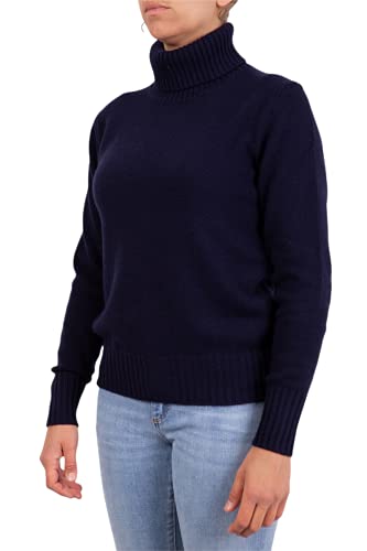 Damen-Pullover mit hohem Kragen, Cashmere-Mischung, Made In Italy, Pullover mit Rollkragen, Doppelstrick, Langarm, Herbst, Winter, Pullover, Schwarz, Beige, Weiß, Grau, Mädchen, blau, M von Marenza