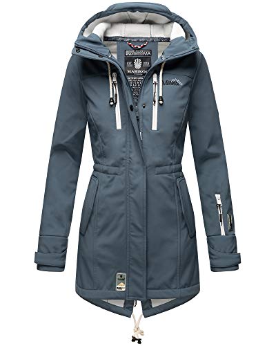 MARIKOO Damen Jacke Softshelljacke Übergangsjacke Outdoor Winddichte Wasserabweisend Funktionsjacke mit Kapuze XS - XXL Zimtzicke (Dusty Blue, S) von MARIKOO