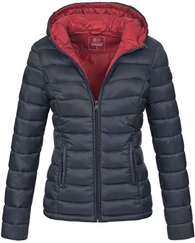 MARIKOO Damen Jacke Steppjacke Herbst Winter Übergangsjacke gesteppt B651 [B651-Luc-Navy-Gr.S] von MARIKOO