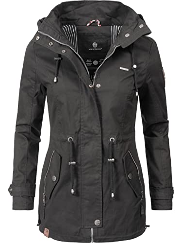 MARIKOO Damen leichte Übergangsjacke Baumwoll-Parka mit Kapuze Nyokoo Schwarz Gr. S von MARIKOO