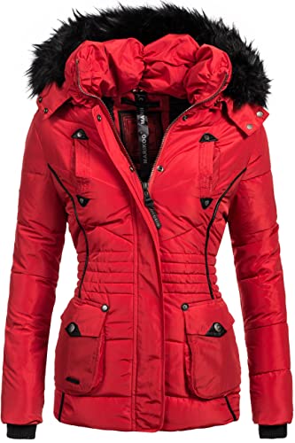 MARIKOO Damen warme Winter Steppjacke Vanilla Rot Gr. S von MARIKOO