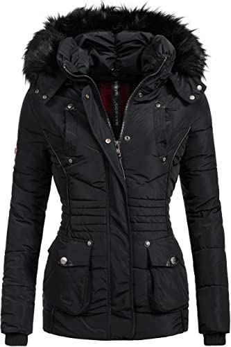 MARIKOO Damen warme Winter Steppjacke Vanilla Schwarz Gr. L von MARIKOO