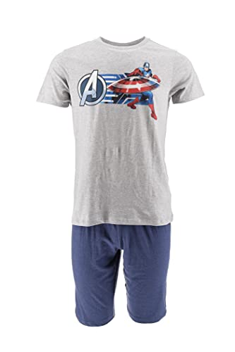 Avengers Herren Kurz Pyjama Schlafanzug, Grau, L von Marvel