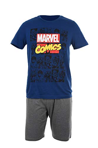 Avengers Herren Kurz Pyjama Schlafanzug (Marineblau,XL) von Marvel