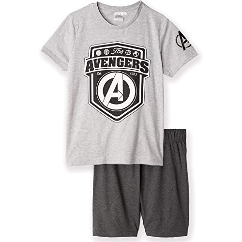 Avengers Herren Lang Pyjama Schlafanzug, L,Hellgrau von Marvel