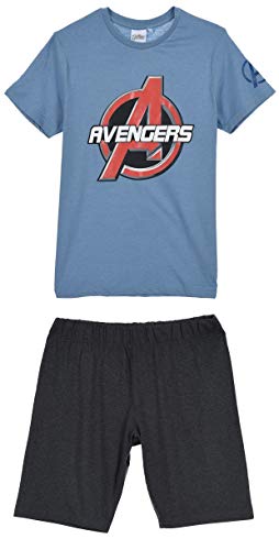 Avengers Herren Lang Pyjama Schlafanzug, S,Blau von Marvel