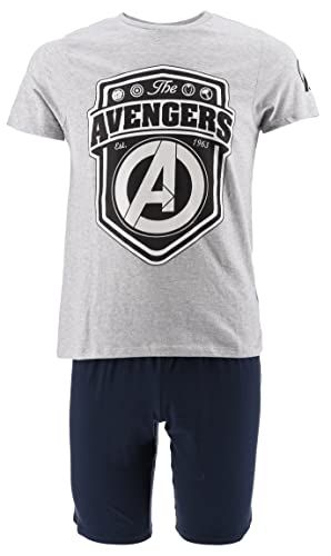 Avengers Herren Lang Pyjama Schlafanzug,M,Hellgrau von Marvel