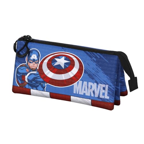 Marvel Captain America Gears-Dreifach Federmäppchen, Blau, 23 x 11 cm von Marvel