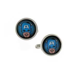 Captain America Silver Tone & Blue Face Bild Manschettenkn?pfe von Marvel