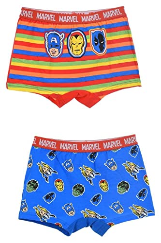 Marvel Avengers Boxers für Jungen, Weiche Elastische Baumwolle Slips, Boxershorts, Unterwäsche für Jungen und Jugendliche, 2er-Pack Unterhose | Größe 9/10 Jahre - Blau von Marvel