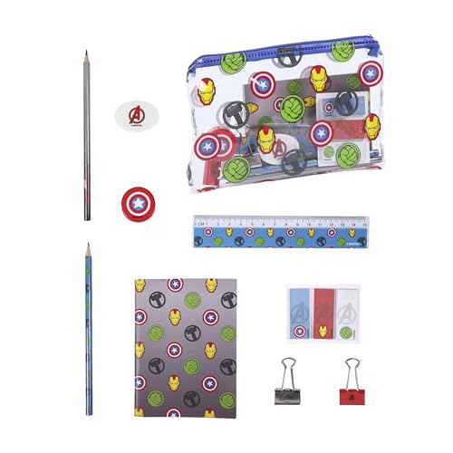 Marvel Avengers Briefpapier-Set, Einschließlich Bleistifte, Lineal, A6-Notizbuch, Radiergummi, Anspitzer, Haftnotizen, Clips, Federmäppchen, Schulset Jungen Marvel Avengers Briefpapier-Set, Einschließlich Bleistifte, Lineal, A6-Notizbuch, Radiergummi, Anspitzer, Haftnotizen, Clips, Federmäppchen, Schulset Jungen von Marvel