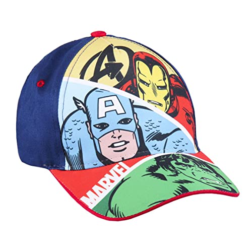 Marvel Avengers Hut für Jungen, Verstellbare Kappe, Captain America Hulk Iron Man Design, Sommermütze Jungen, Geschenk für Jungen - Blau von Marvel