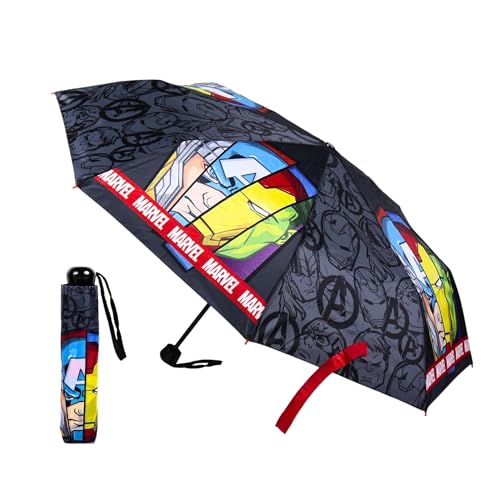 Marvel Avengers Kompakter Taschenschirm, Regenschirm für Jungen, Hochfeste Struktur, Regenschirm im Avengers-Design, Regenschirm für Kinder von Marvel