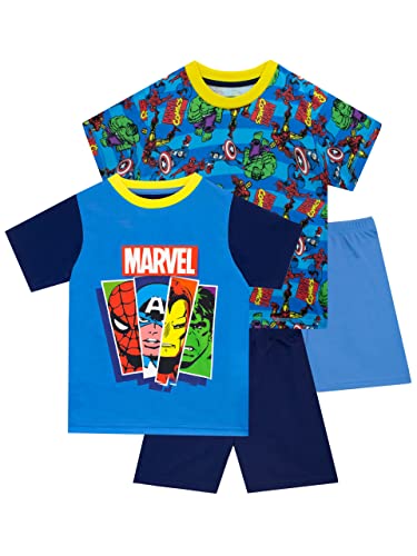 Marvel Avengers Pyjamas 2er-Pack | Jungen Iron Man, Captain America, Spiderman Pyjamas | Kinder-Superhelden-PJ's Mehrfarbig 134 von Marvel