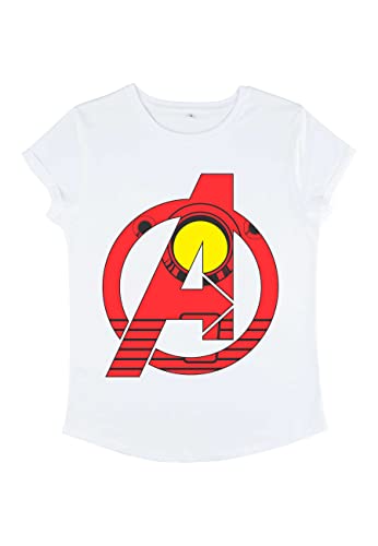 Marvel Damen Avengers Classic Avenger Iron Man Women's Rolled Sleeve T-shirt, Weiß, M von Marvel