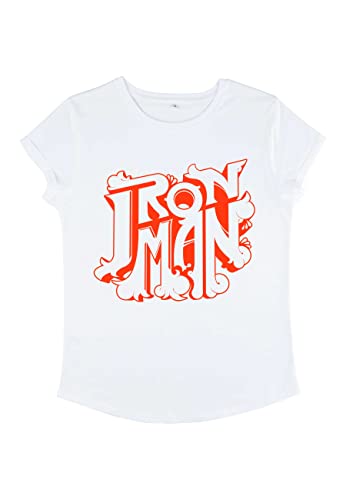 Marvel Damen Avengers Classic Decor Ironman Logo Women's Rolled Sleeve T-shirt, Weiß, S von Marvel