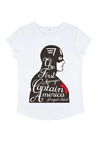 Marvel Damen Avengers Classic First Avenger Women's Rolled Sleeve T-shirt, Weiß, S von Marvel