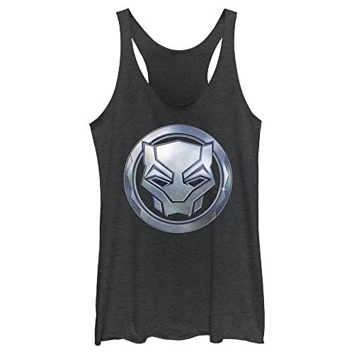 Marvel Damen Black Panther: Wakanda Forever Sigil Metal Damen Fast Fashion Racerback Tank Top, Black Heather, S von Marvel