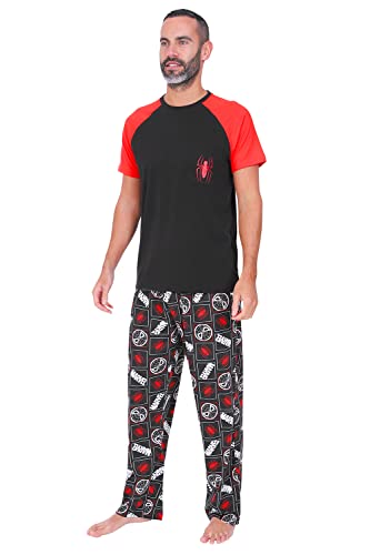 Marvel Herren Schlafanzug-Set, lang, Spiderman, Schwarz / Rot, Schwarz , XL von Marvel