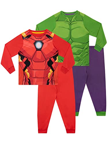 Marvel Schlafanzug | Hulk & Iron Man Pyjama Jungen | Avengers Schlafanzüge für Kinder | 2 Packung Mehrfarbig 104 von Marvel