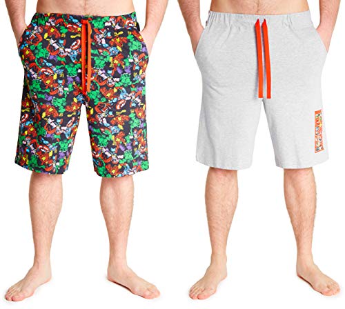 Marvel Shorts Herren, Kurze Hosen Herren 2er Pack, Jogginghose Herren Kurz, Avengers Fanartikel, S-3XL (Grau/Mehrfarbig, M) von Marvel