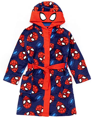 Marvel Spider-Man Morgenmantel für Jungen | Kinder Superhero Blau Rot Maske Pyjama Bademantel | Comics Robe Kleidung Geschenk 8-9 Jahre von Marvel