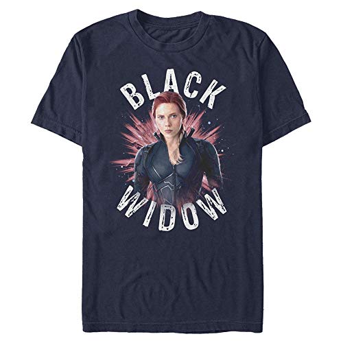 Marvel Unisex Avengers: Endgame-Black Widow Burst Organic Short Sleeve T-Shirt, Navy Blue, S von Marvel