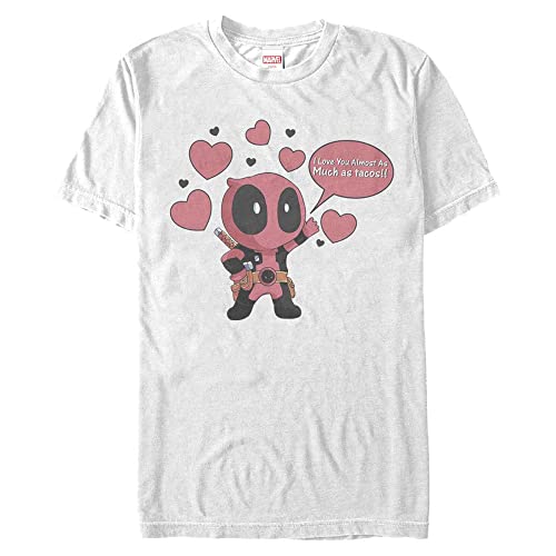 Marvel Unisex Deadpool Love Tacos Organic Short Sleeve T-shirt, Weiß, M von Marvel