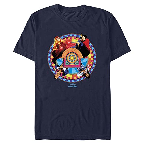 Marvel Unisex Doctor Strange in The Multiverse Of Madness Dr Strange Circle Badge Organic Short Sleeve T-shirt, Navy Blau, L von Marvel