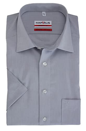 Marvelis Herren Businesshemd Kurzarm Non-Iron Modern Fit,Chambray,New Kent,Mittelgrau 60,40 von Marvelis