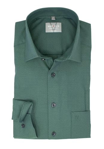 Marvelis Herren Businesshemd Comfort Fit Kent Kragen Langarm Struktur Grün, Kragenweite:42 von Marvelis