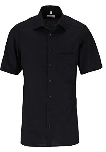 Marvelis Herren Businesshemd Kurzarm Non-Iron Modern Fit,Einfarbig,New Kent,schwarz 68,47 von Marvelis