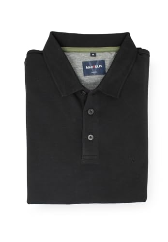 Marvelis Herren Poloshirt Casual Fit Polokragen Einfarbig Schwarz, Größe:XXL von Marvelis