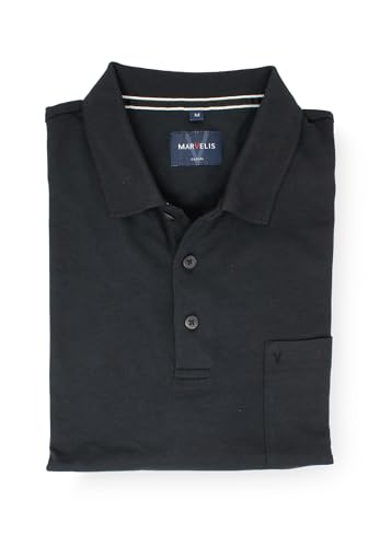 Marvelis Herren Poloshirt Quick Dry Polokragen Einfarbig Schwarz, Größe:3XL von Marvelis