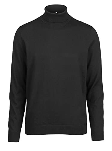 Marvelis Herren Rollkragenpullover Casual Fit Merino Einfarbig Schwarz, Größe:XXL von Marvelis