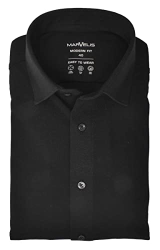 Marvelis Modern Fit Hemd Langarm New Kent Kragen Jersey schwarz Größe 44 von Marvelis