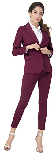 Marycrafts Damen Business Blazer Hose Anzug Set für Arbeit - Rot - 36 von Marycrafts
