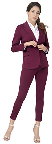 Marycrafts Damen Business Blazer Hose Anzug Set für Arbeit - Rot - 48 von Marycrafts