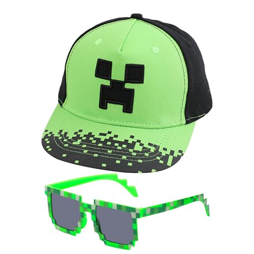 Cartoon Spiel Baseballmütze Jungen, Hip-Hop Basecap, Grün Baseball Cap mit Sonnenbrille, Sonnenhut für Sport Sommer von Marypaty