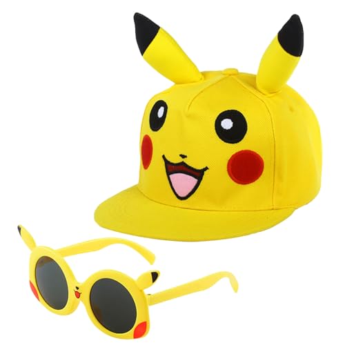 Gelbe Basecap mit Cartoon-Muster Jungen, Baseballmütze mit Sonnenbrille, Snapback Cap, Sonnenhut, Baseball Cap Jungen für Sport Sommer von Marypaty